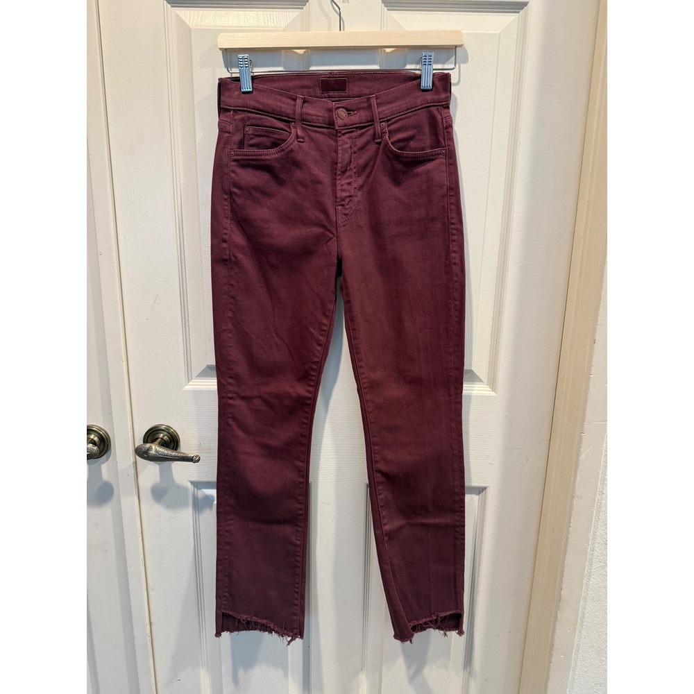 Mother‎ Denim The Rascal Ankle Step Fray Jeans Burgundy Birds of a Feather 25